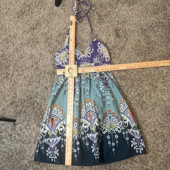 Express Y2K Halter Mini Dress Paisley Boho Festival Bohemian 70s Women's Size 6 - Picture 8 of 8